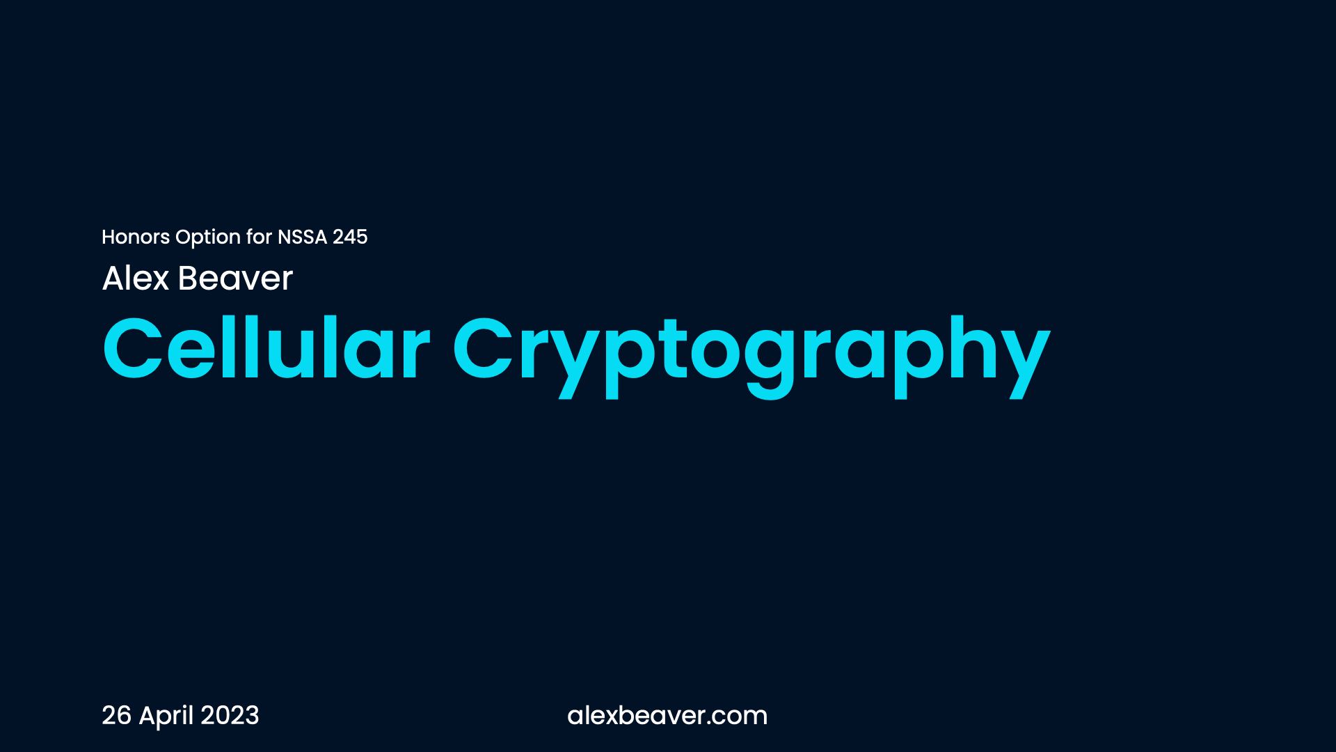 Cellular Cryptography